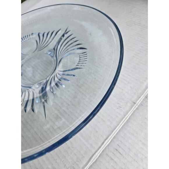 Paden City‎ 13.5" Blue Footed Console Bowl Compote Serving Tray "Maya" - Picture 7 of 16